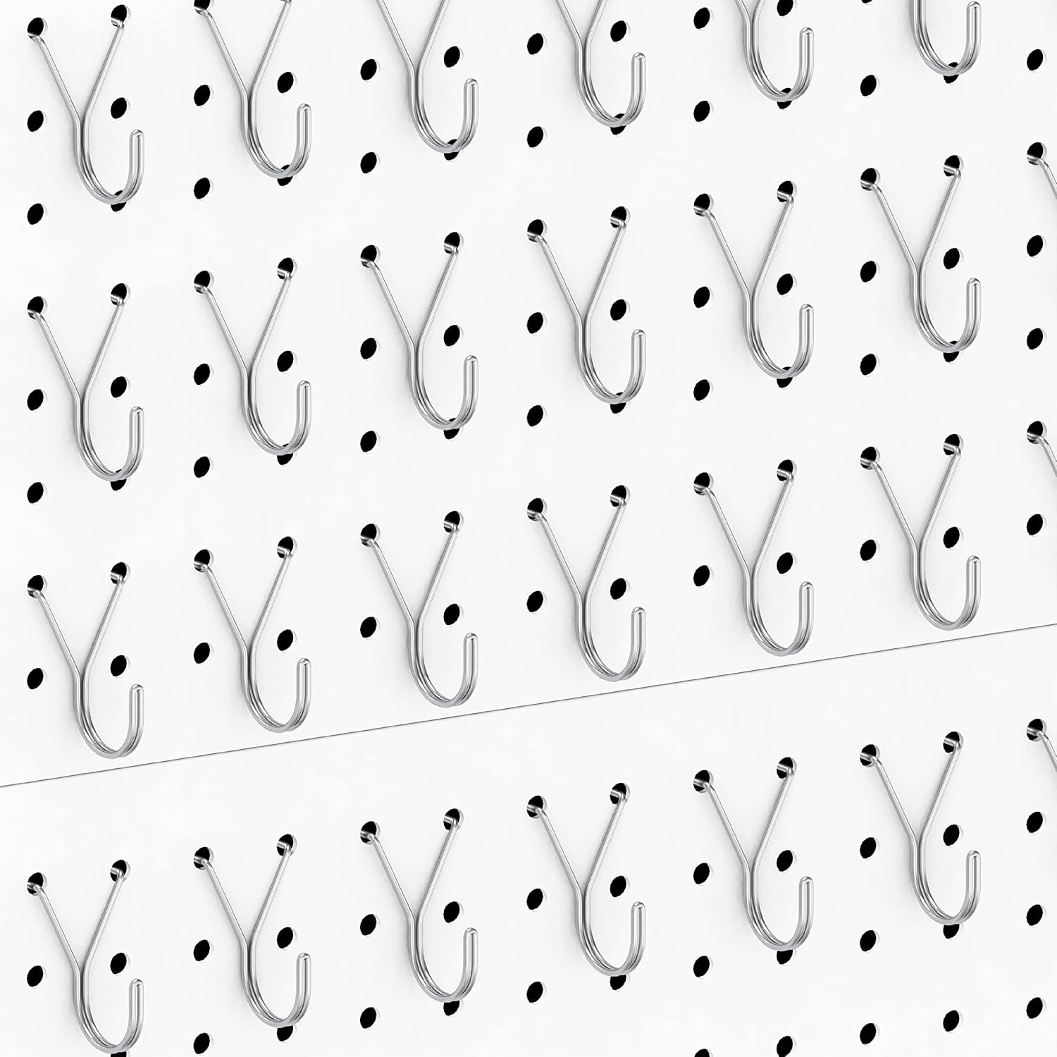 80 Pack Pegboard Hooks J-Hook – 1 Inch Silver J Hooks for Pegboard – Heavy Duty Peg Board Hooks for Hanging Jewelry, Keys, Retail Items & Small Tools – Fits 1/8” & 3/16” Pegboards - Image 1