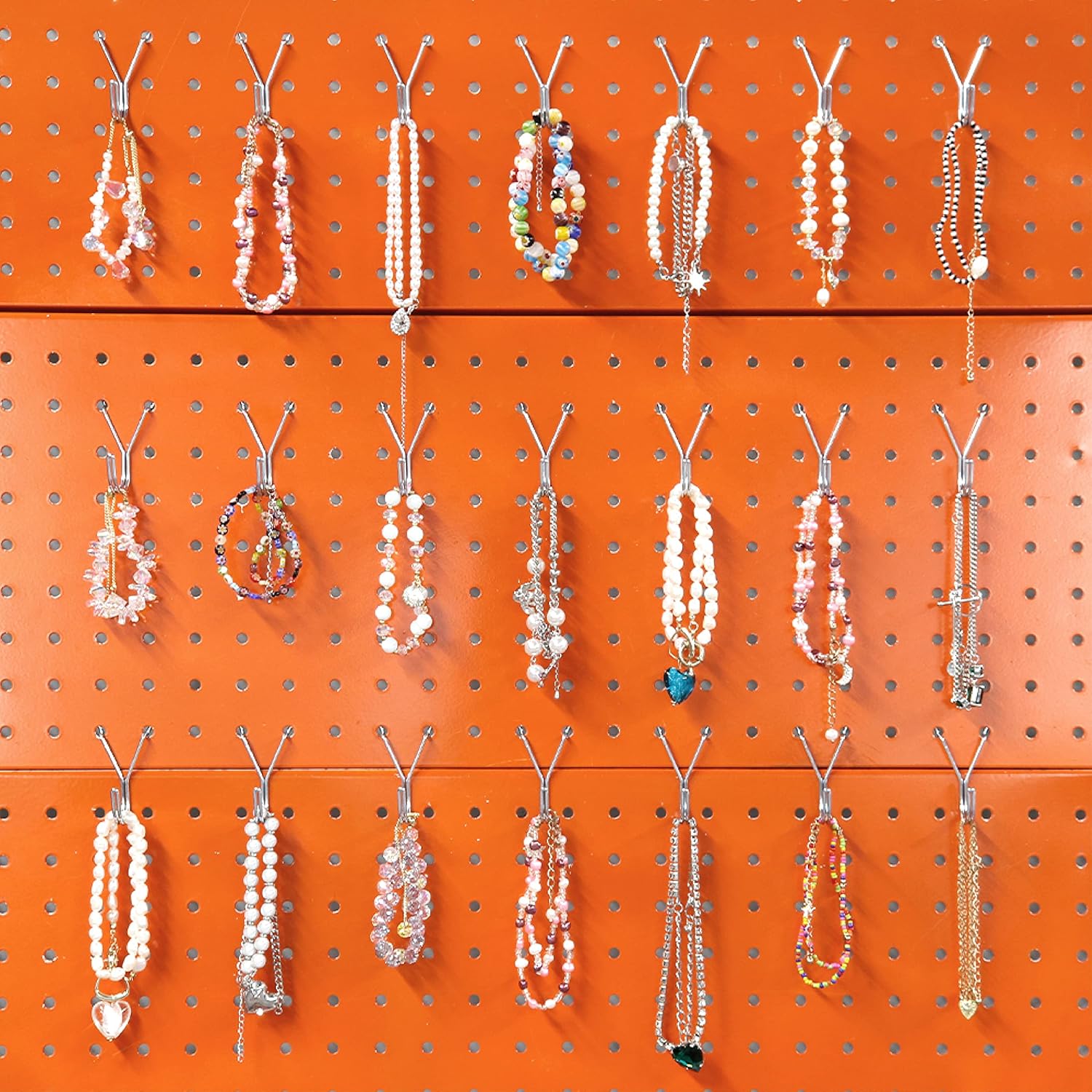 80 Pack Pegboard Hooks J-Hook – 1 Inch Silver J Hooks for Pegboard – Heavy Duty Peg Board Hooks for Hanging Jewelry, Keys, Retail Items & Small Tools – Fits 1/8” & 3/16” Pegboards - Image 3