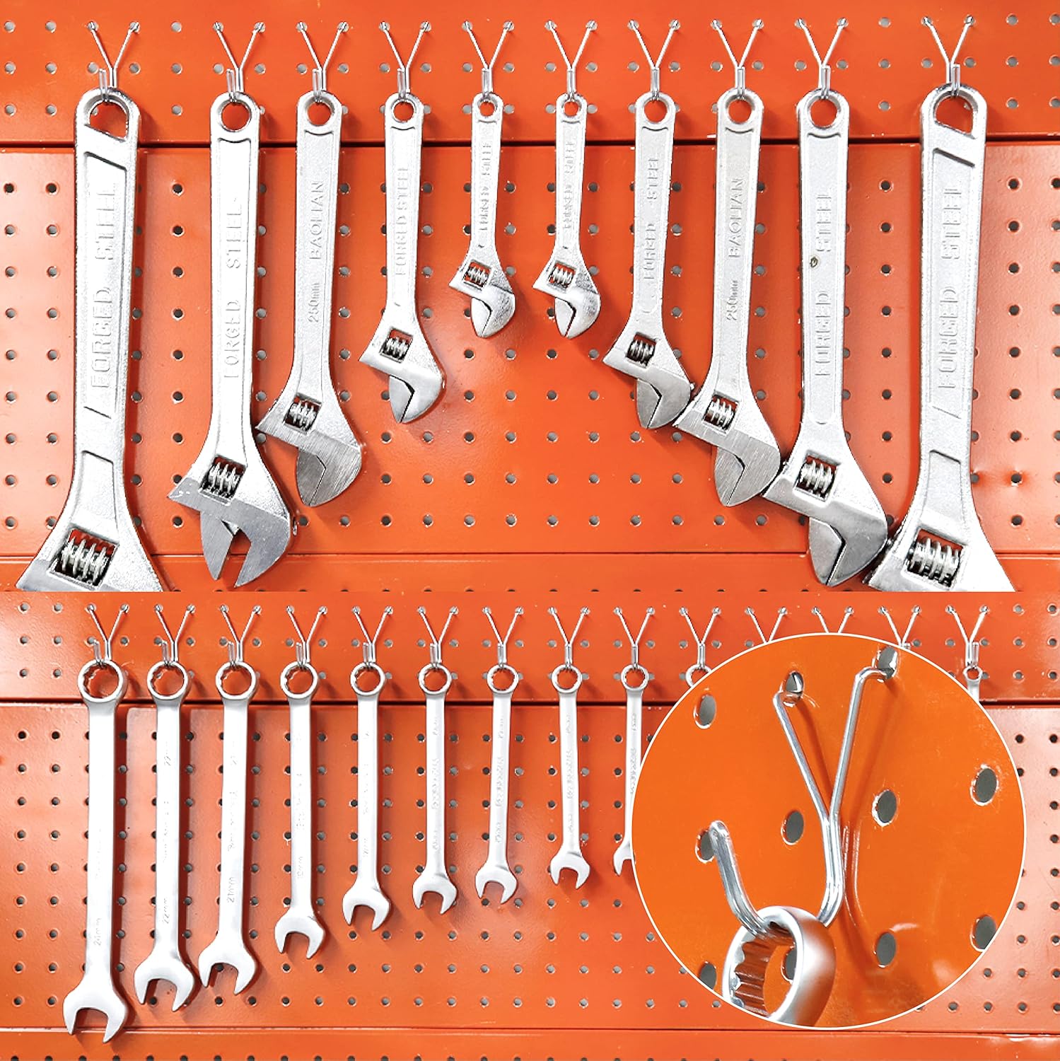 80 Pack Pegboard Hooks J-Hook – 1 Inch Silver J Hooks for Pegboard – Heavy Duty Peg Board Hooks for Hanging Jewelry, Keys, Retail Items & Small Tools – Fits 1/8” & 3/16” Pegboards - Image 4