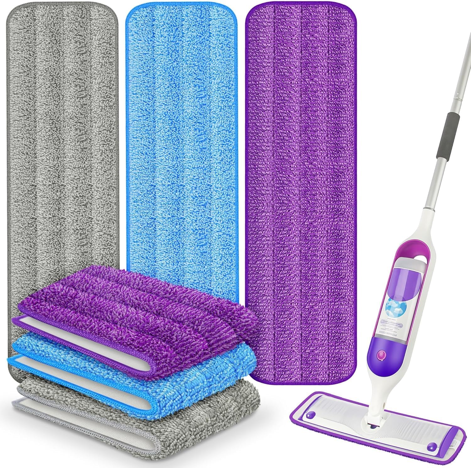 6 Pack Reusable Mop Pads for Swiffer PowerMop, Super Absorption, Multi-Surface ood Floor Cleaning, Machine Washable Up to 100 Times, Durable, Suitable for All Finished Floors - Image 1