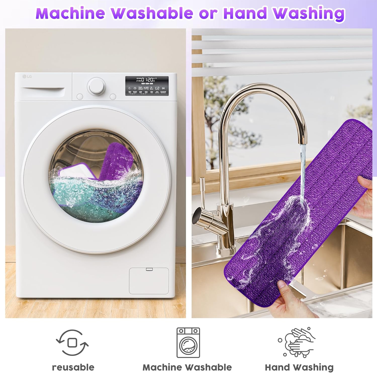 6 Pack Reusable Mop Pads for Swiffer PowerMop, Super Absorption, Multi-Surface ood Floor Cleaning, Machine Washable Up to 100 Times, Durable, Suitable for All Finished Floors - Image 4