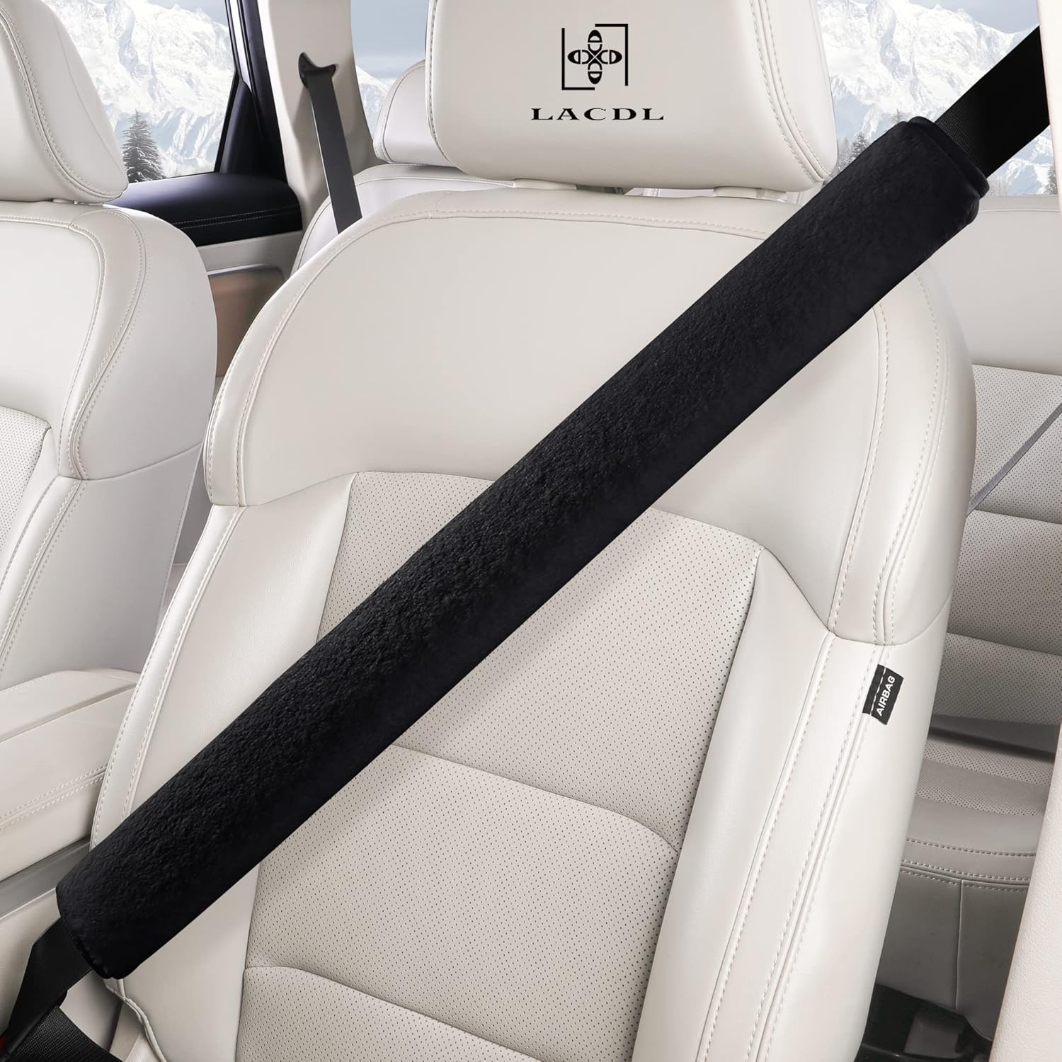 Extra Long Seatbelt Cover Super Soft Furry for Adults Kids Women & Men, Thick Plush Full Car Seat Belt Strap Cushion, Fluffy Shoulder Pad Protector, Auto Interior Accessories, 1pc, Black, 15.5in - Image 2