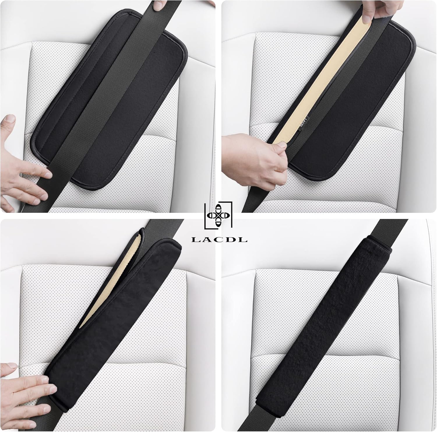 Extra Long Seatbelt Cover Super Soft Furry for Adults Kids Women & Men, Thick Plush Full Car Seat Belt Strap Cushion, Fluffy Shoulder Pad Protector, Auto Interior Accessories, 1pc, Black, 15.5in - Image 5