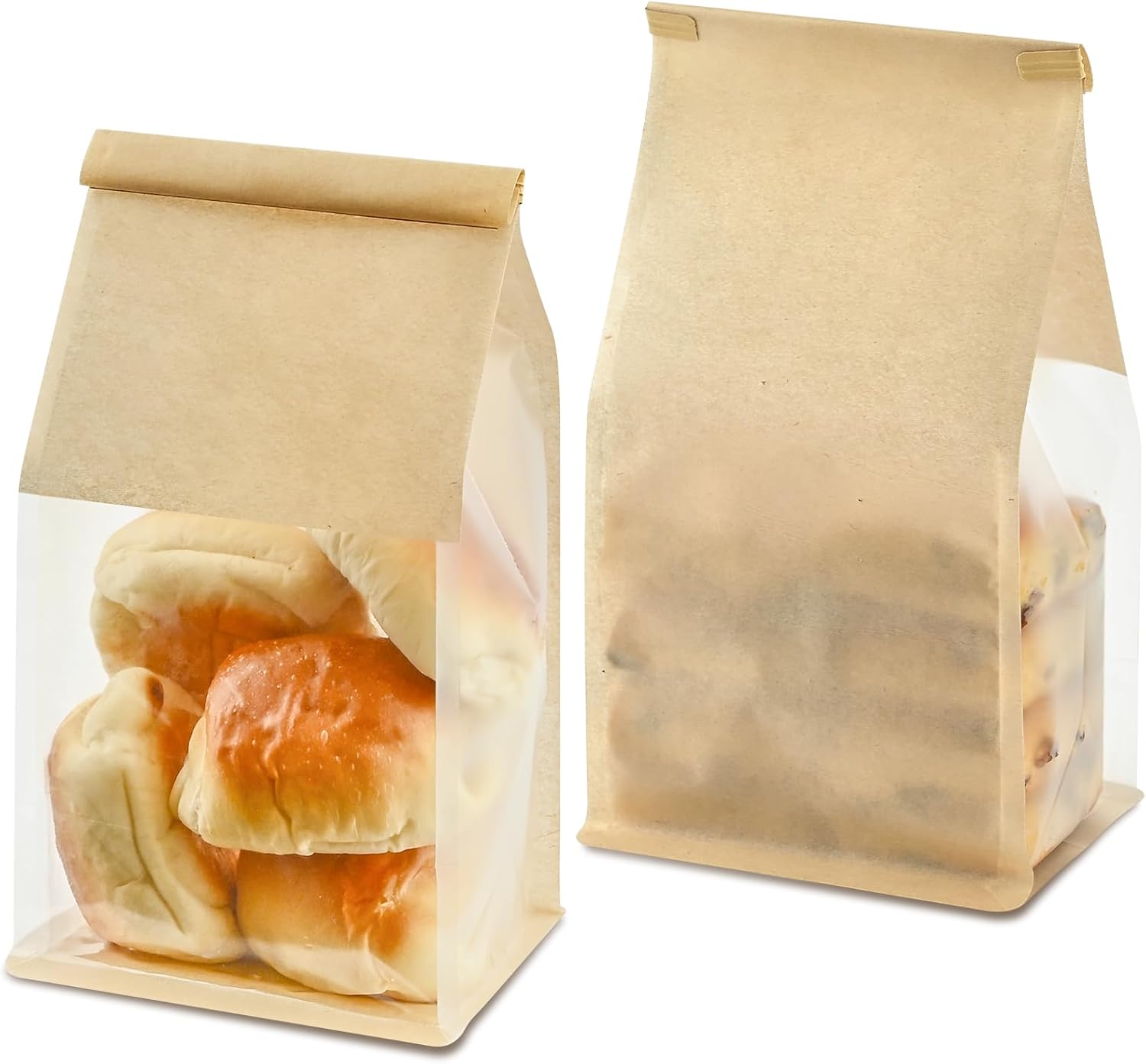 50 PCS Bread Bags for Homemade Breads, 11 x 5.1 x 3.9 Inches Bakery Bags with Tin Tie Tab Lock, Cookie Bags with Window for Pastry Bagel Packaging - Image 1