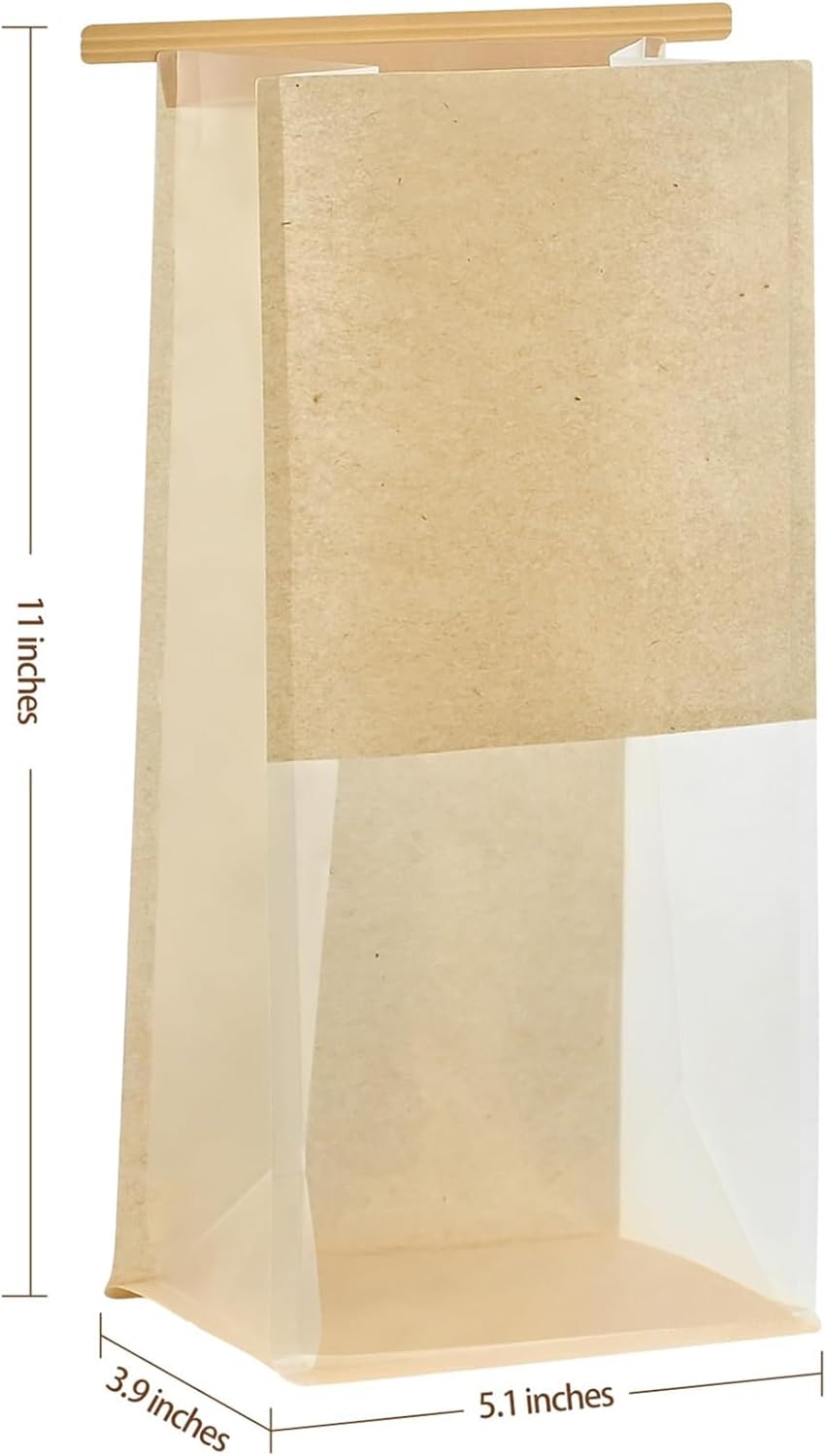 50 PCS Bread Bags for Homemade Breads, 11 x 5.1 x 3.9 Inches Bakery Bags with Tin Tie Tab Lock, Cookie Bags with Window for Pastry Bagel Packaging - Image 2