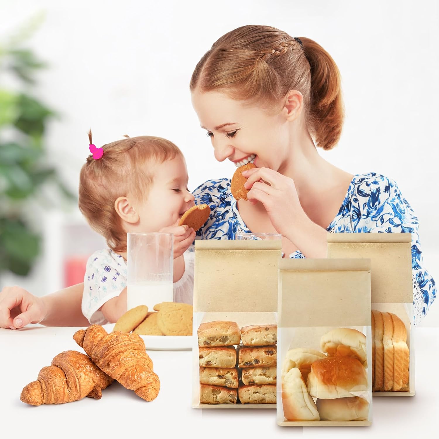 50 PCS Bread Bags for Homemade Breads, 11 x 5.1 x 3.9 Inches Bakery Bags with Tin Tie Tab Lock, Cookie Bags with Window for Pastry Bagel Packaging - Image 6