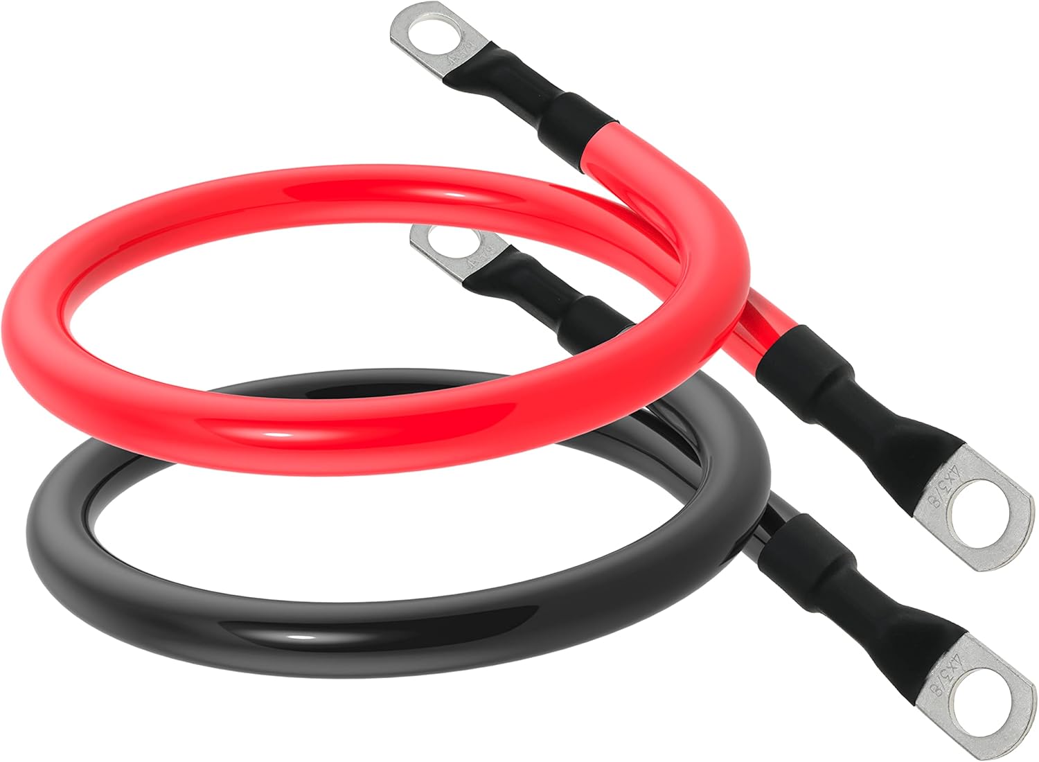 4 AWG Battery Cable 4AWG Gauge Pure Copper Battery Inverter Cables with 3/8 in Lugs Both Ends Power Inverter Wire Set for Automotive Solar Marine Boat RV Car Motorcycle Red and Black (1ft) - Image 1