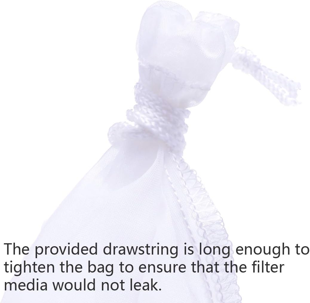 Media Filter Bag Aquarium Extra Fine,Reusable 180 Micron Drawstring Mesh Filter Bags for Very Fine Resins Filter (7.5