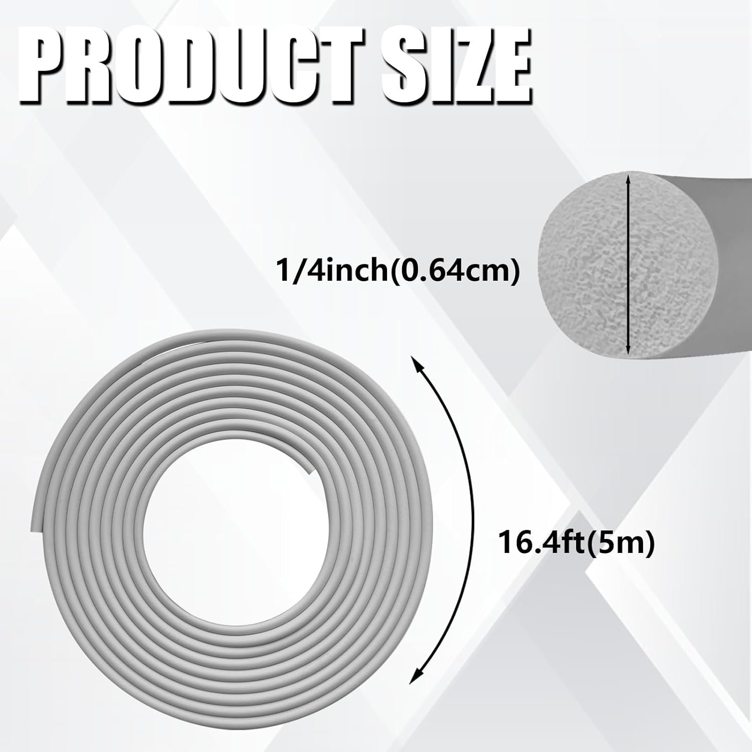 Backer Rod 1/4 Inch, EPDM Rubber Foam Caulk Saver 16.4' Grey Weather Strip Seal for Concrete Joints, Wall Cracks, Driveway and Joint Fillers. - Image 2