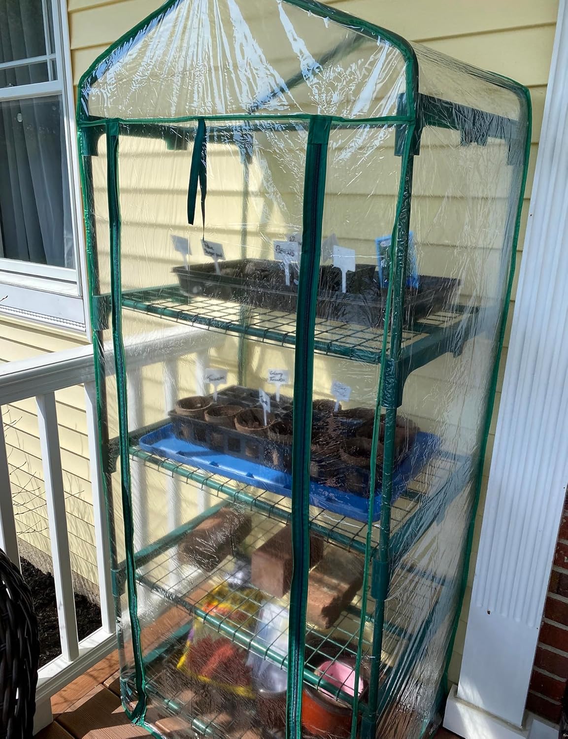 4-Tier Greenhouse Replacement Cover Clear PVC Greenhouse Cover with Roll-Up Zipper Door - 27