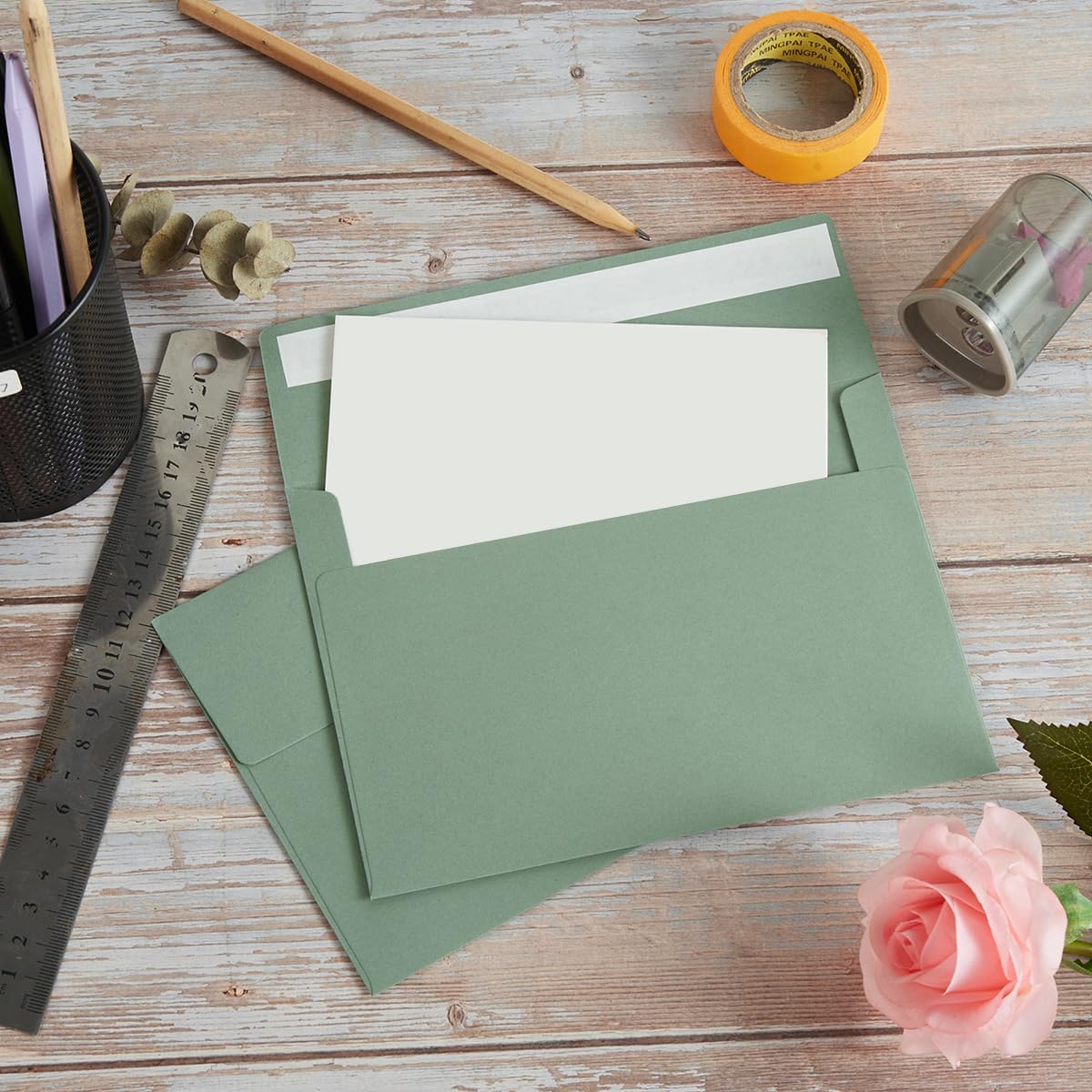 100 Pack Sage-Green A7 Envelopes Self-Adhesive 5x7 Envelopes for Invitations, 5x7 Greeting Cards - Image 7