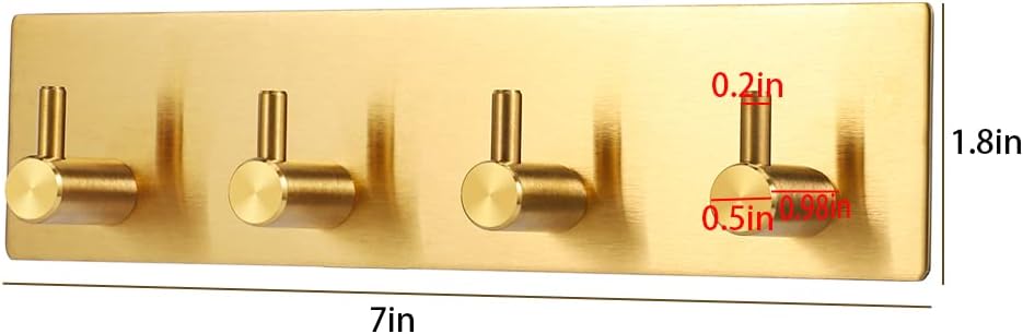 Key Holder for Christmas Wall Decorative, Adhesive Stainless Steel Key Hooks, Key Hanger Key Organizer Towel Hook Coat Hanger for Entryway Hallway Kitchen (Four Rows, Golden 1 PC) - Image 2