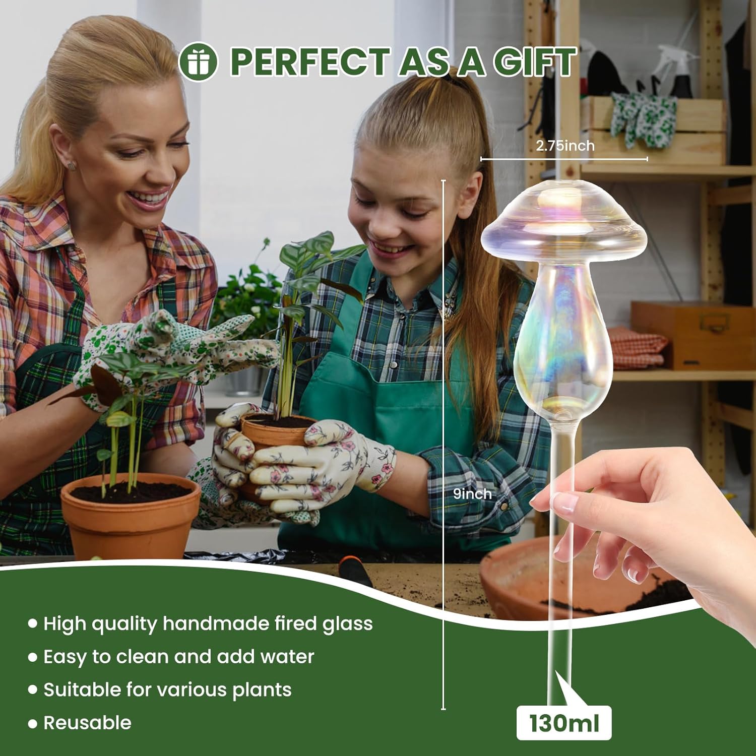 Plant Watering Globes-4pcs Self Watering Planter Insert,Plant Watering Devices,Glass Watering Bulbs for Indoor Plants,Mushroom Watering Globes,Top-Fill Watering - Image 5