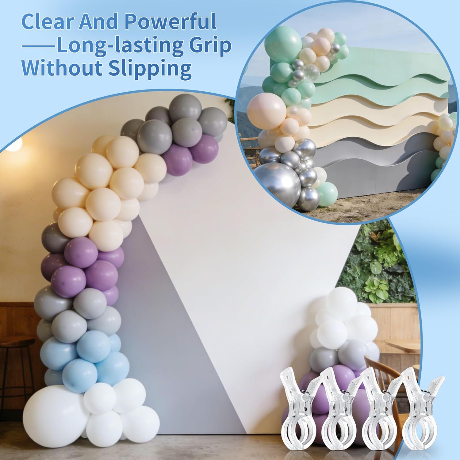 20 Pack Balloon Arch Clips for Backdrop | Plastic Transparent Spring Clamps | 3.5 Inch Heavy Duty Clip for Backdrop Stand | Birthday Wedding Decoration | Photography Studio | Crafts | Clothing - Image 4