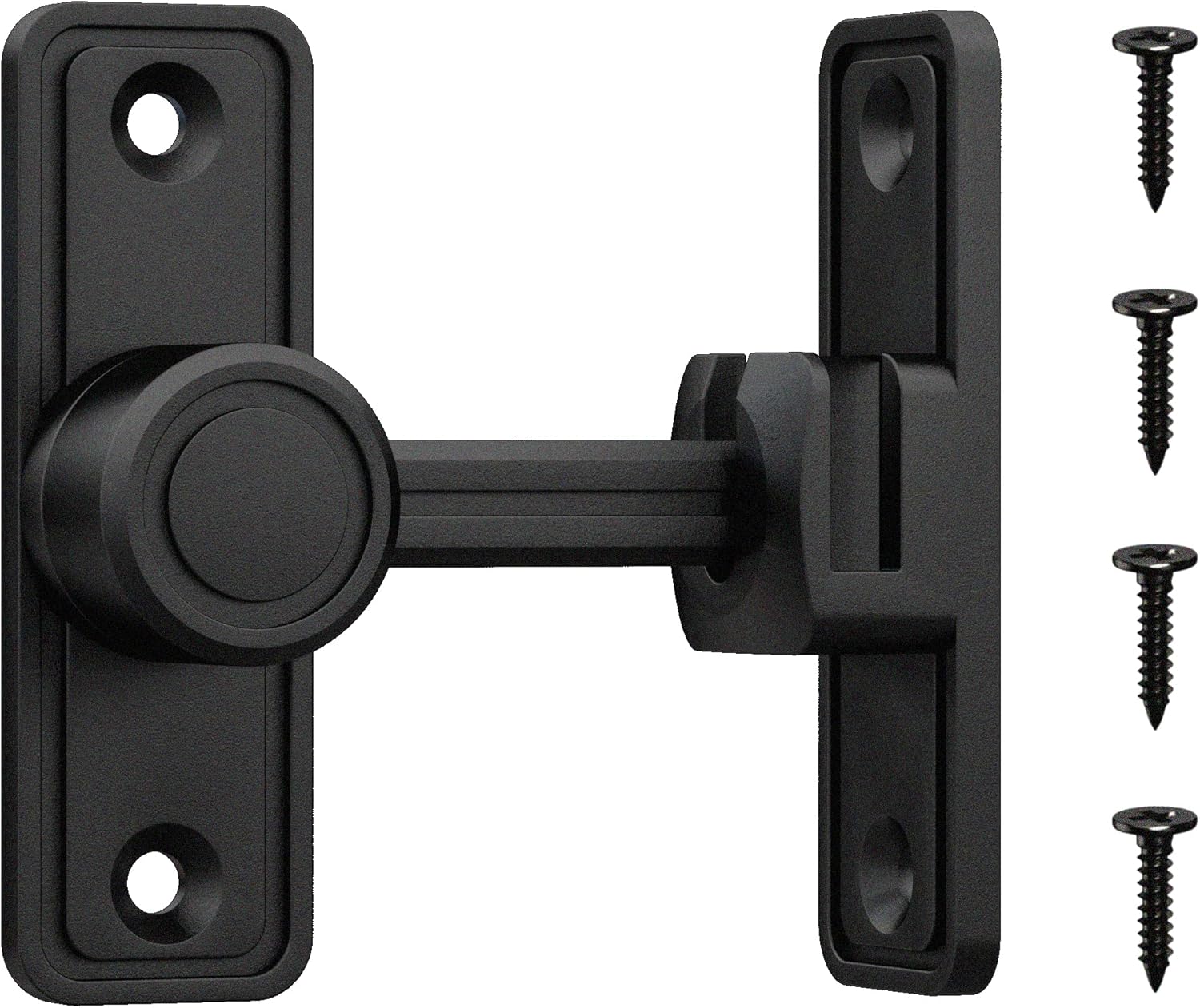 Barn Door Privacy Latch, 90°/180° Swing Slide Lock, Zinc-Alloy, Adhesive or Screw Mount, Interior Use for Bathroom/Bedroom/Closet/Shed, Includes Screws & Glue - Black - Image 6