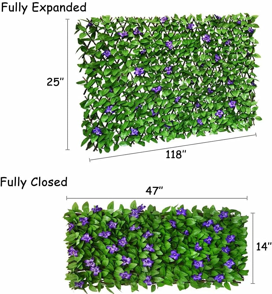 Expandable Fence Privacy Screen for Balcony Patio Outdoor,Decorative Faux Ivy Fencing Panel,Artificial Hedges (Single Sided Leaves) (1, Purple Flowers) - Image 4