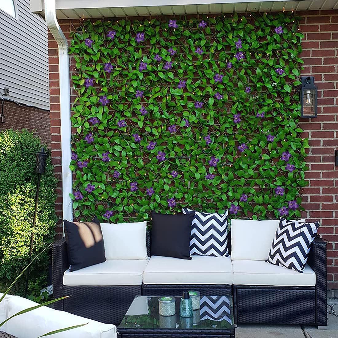 Expandable Fence Privacy Screen for Balcony Patio Outdoor,Decorative Faux Ivy Fencing Panel,Artificial Hedges (Single Sided Leaves) (1, Purple Flowers) - Image 6