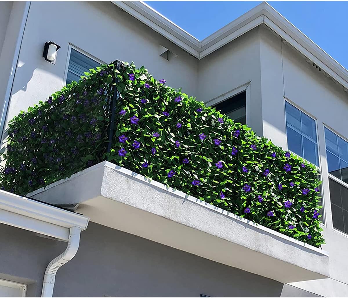 Expandable Fence Privacy Screen for Balcony Patio Outdoor,Decorative Faux Ivy Fencing Panel,Artificial Hedges (Single Sided Leaves) (1, Purple Flowers) - Image 7