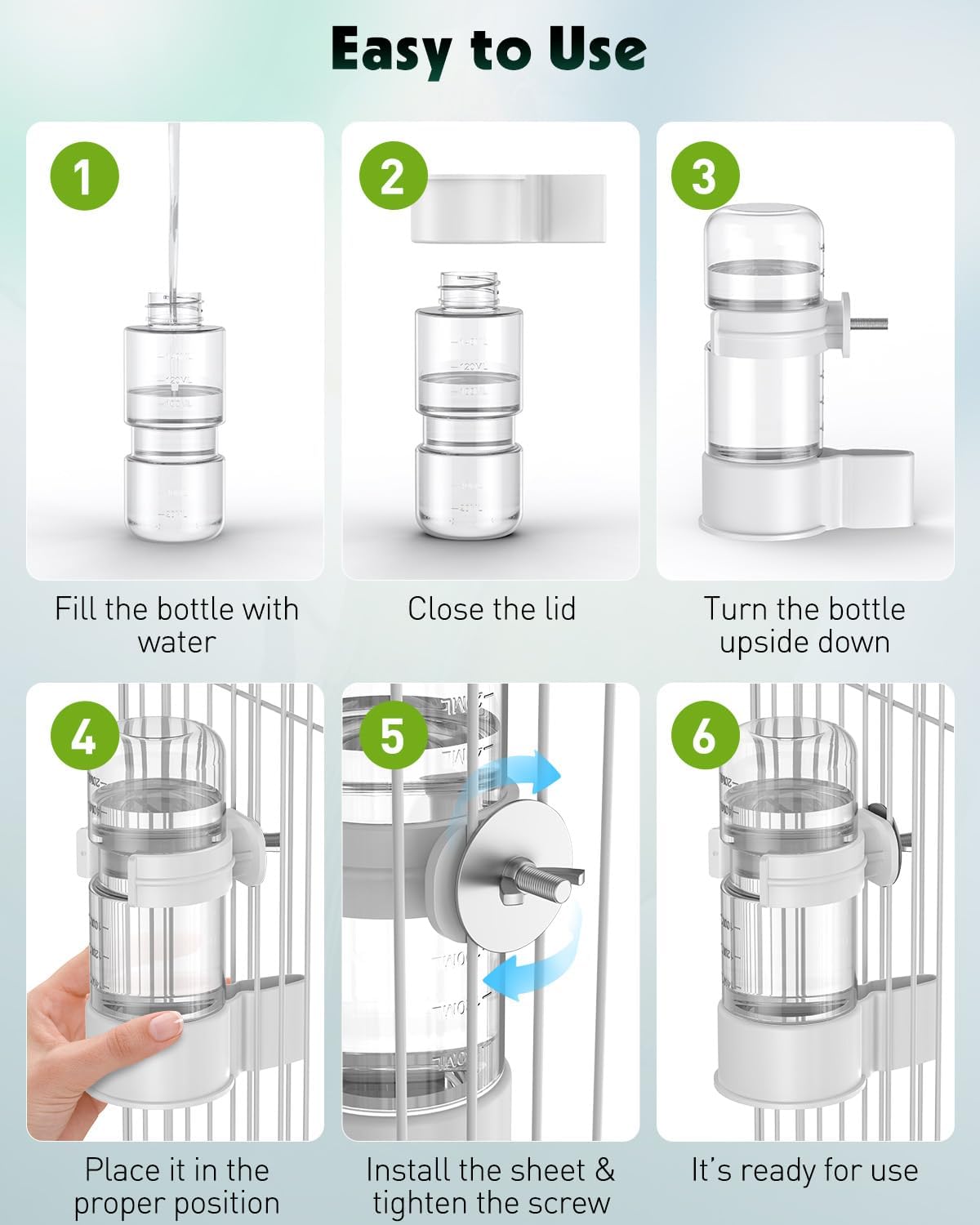 Bird Water Dispenser, Automatic Water Feeder, Plastic Cage Water Dispenser, White Parrot Waterer for Small Parakeet Cockatiel Budgie Lovebirds (Not Fit for Food Feeding) - Image 4