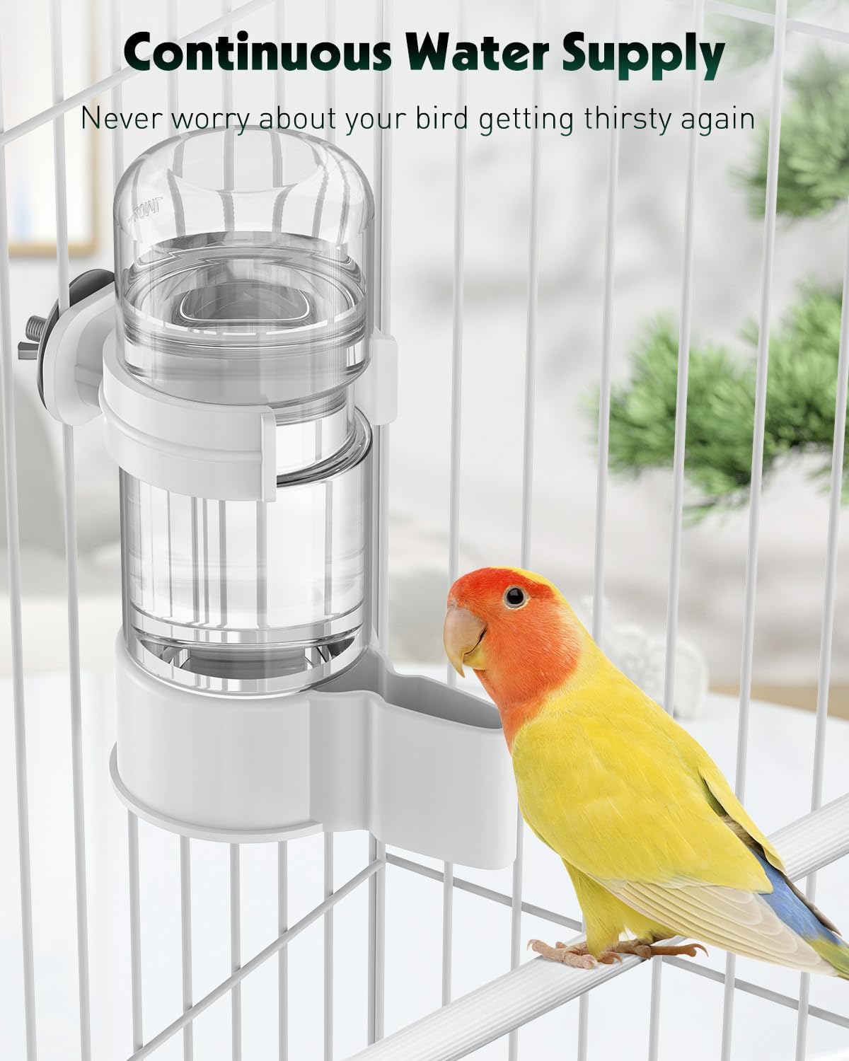 Bird Water Dispenser, Automatic Water Feeder, Plastic Cage Water Dispenser, White Parrot Waterer for Small Parakeet Cockatiel Budgie Lovebirds (Not Fit for Food Feeding) - Image 6