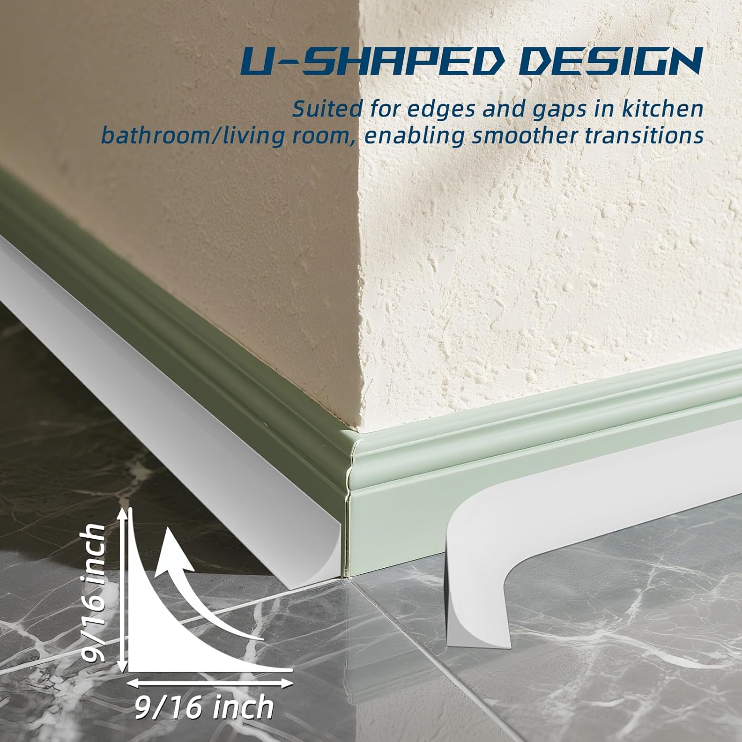 Flexible Quarter Round Molding Trim - Peel and Stick Silicone Caulk Strip,Shoe Molding for Floor Edge,Wall Corner,Staircase,Cabinet,Baseboard and Window Sill in Bathroom/Kitchen/Living Room,118 Inch - Image 2
