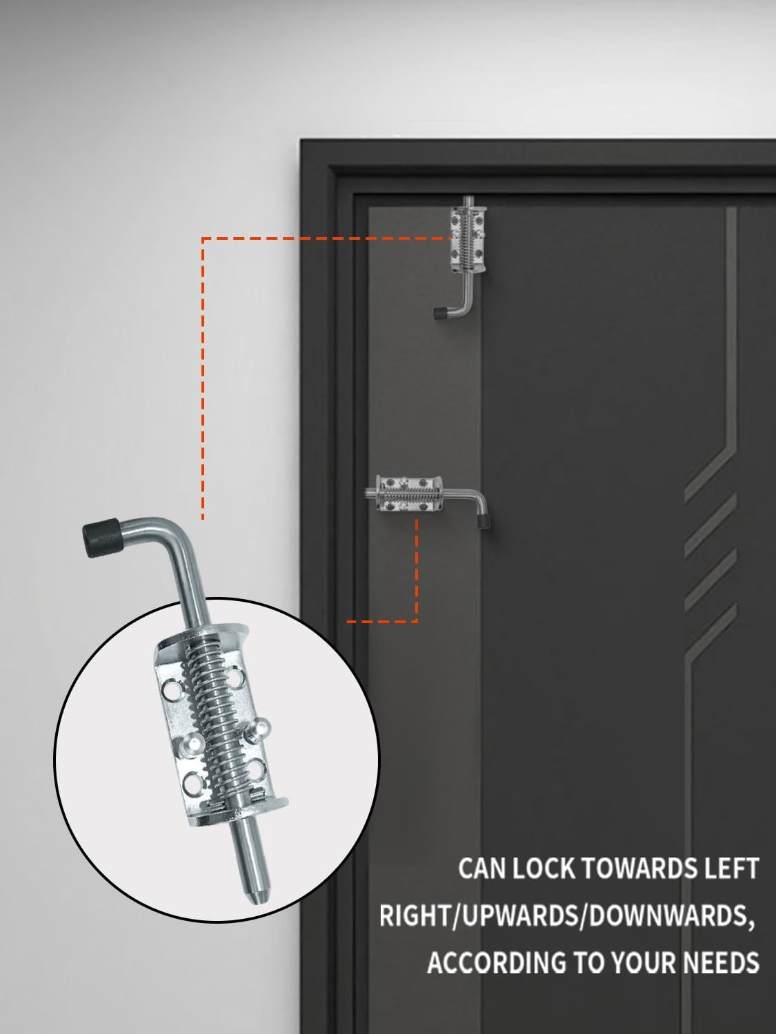Spring Loaded Gate Latch Pin Barrel Bolt 6in x 1/2in Stem Durable Zinc Plated Solid Steel Heavy Duty for Tailgate - 2pcs - Image 4
