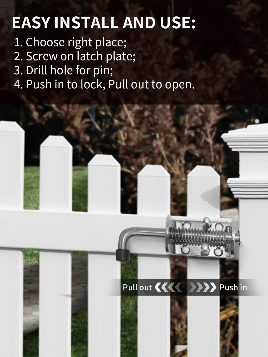 Spring Loaded Gate Latch Pin Barrel Bolt 6in x 1/2in Stem Durable Zinc Plated Solid Steel Heavy Duty for Tailgate - 2pcs - Image 5