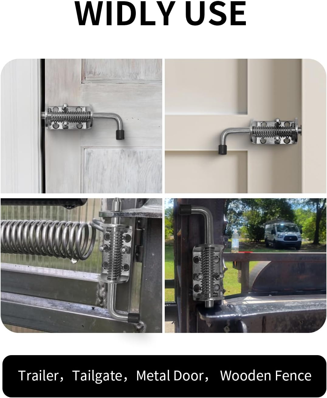 Spring Loaded Gate Latch Pin Barrel Bolt 6in x 1/2in Stem Durable Zinc Plated Solid Steel Heavy Duty for Tailgate - 2pcs - Image 6