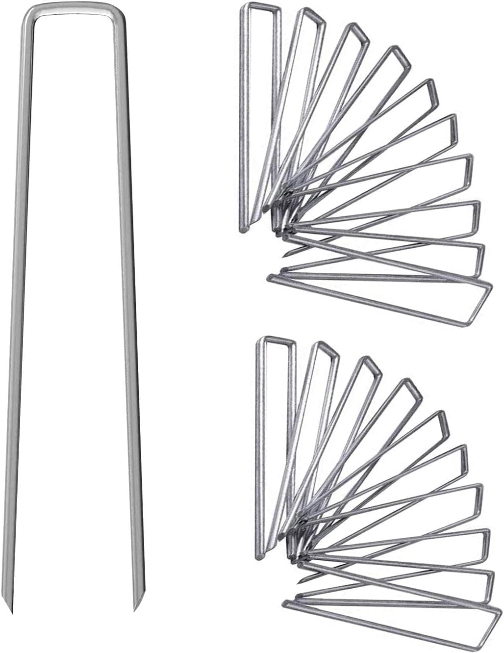12 Inch Galvanized Garden Landscape Staples Stakes, 25 50 100 PCS Anti-Rust Garden Staples Tent Ground Stakes U-Shaped Landscape Pins for Secure Lawn Fabric, Decoration (25, 12 Inch) - Image 1
