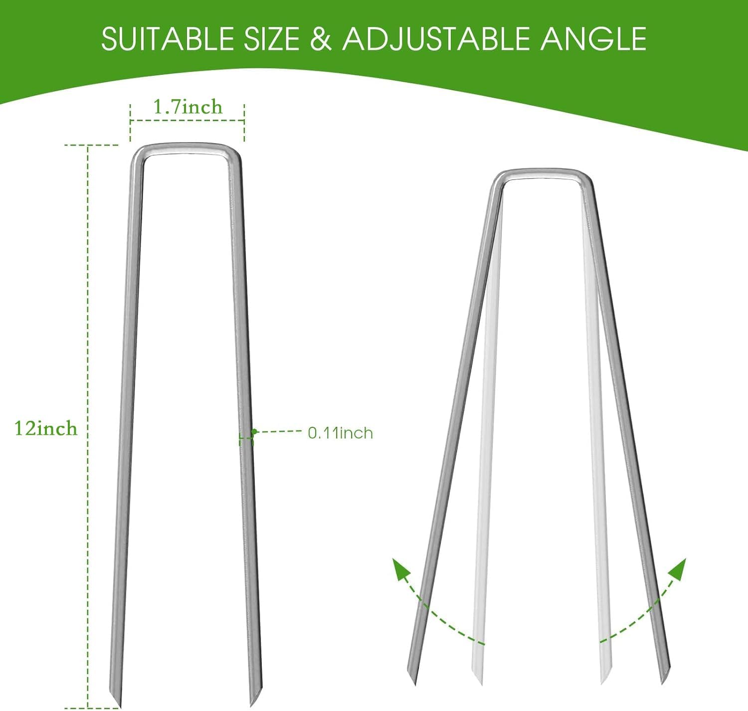 12 Inch Galvanized Garden Landscape Staples Stakes, 25 50 100 PCS Anti-Rust Garden Staples Tent Ground Stakes U-Shaped Landscape Pins for Secure Lawn Fabric, Decoration (25, 12 Inch) - Image 2