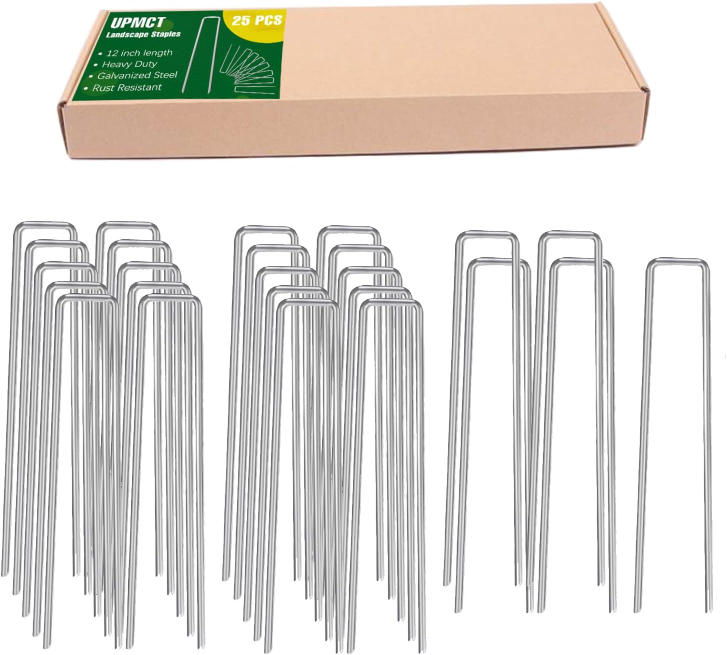 12 Inch Galvanized Garden Landscape Staples Stakes, 25 50 100 PCS Anti-Rust Garden Staples Tent Ground Stakes U-Shaped Landscape Pins for Secure Lawn Fabric, Decoration (25, 12 Inch) - Image 6