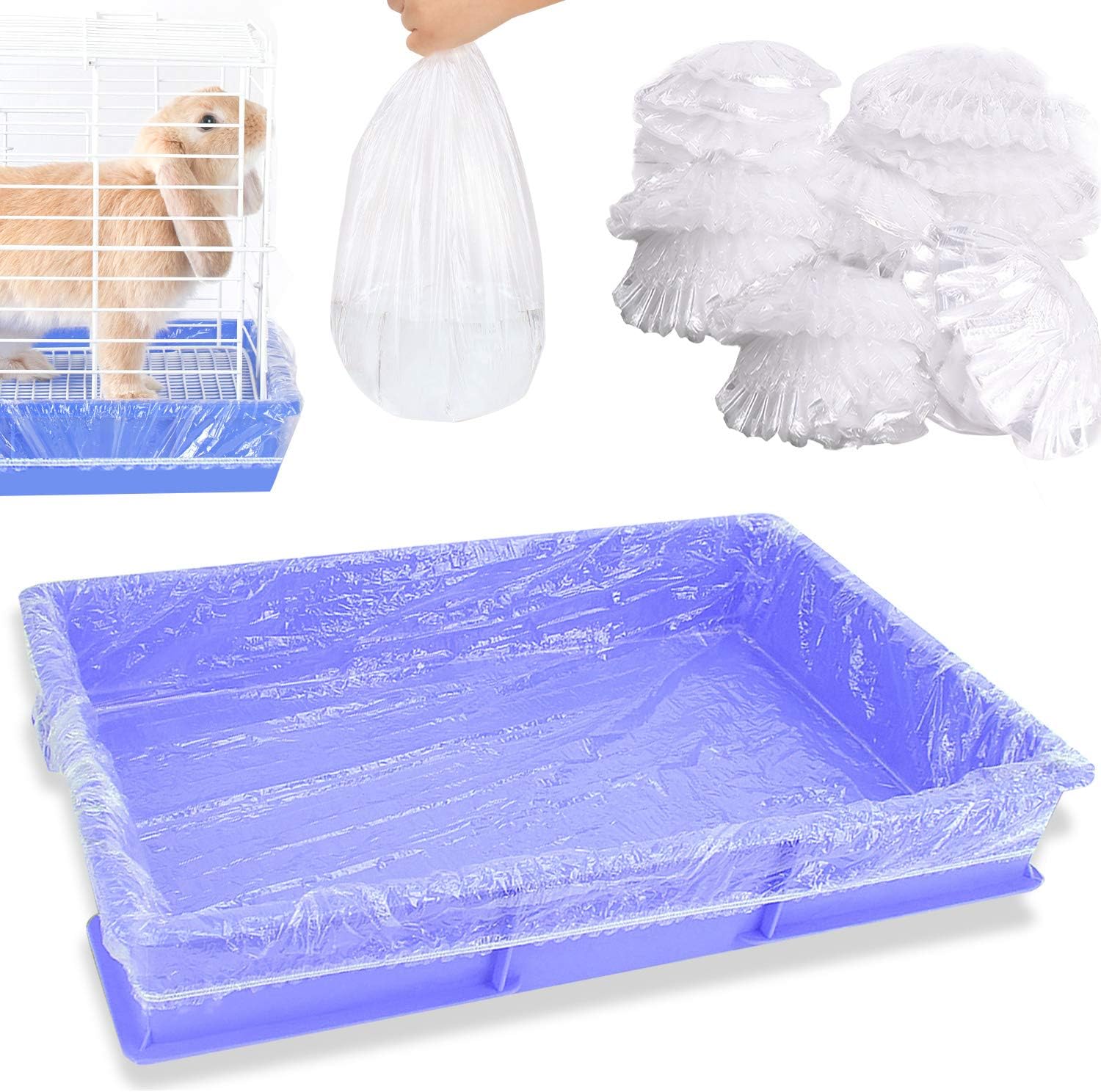 50 pcs Disposable Cage Liners, Clear Plastic Rabbit Cage Liner Bag, Universal Toilet Film for Bunny, Hamster, Totoro, Hedgehog, Guinea Pig and Small Animals. - Image 1
