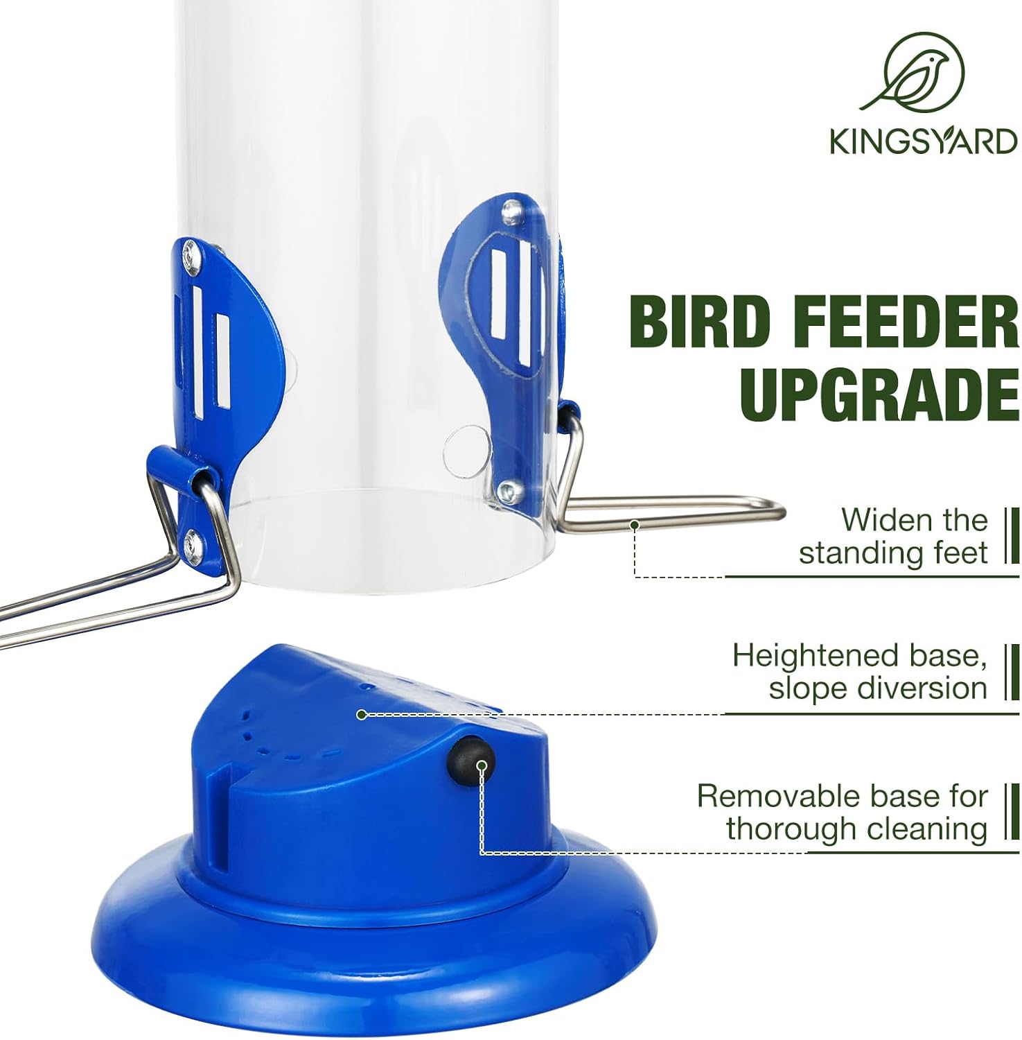 Upgraded Bluebird Feeder for Outdoors Hanging, Metal Mealworm Tube Bird Feeder with Widen Perch for Wild Birds, Squirrel Chew Proof, Easy to Refill & Clean(Blue) - Image 2