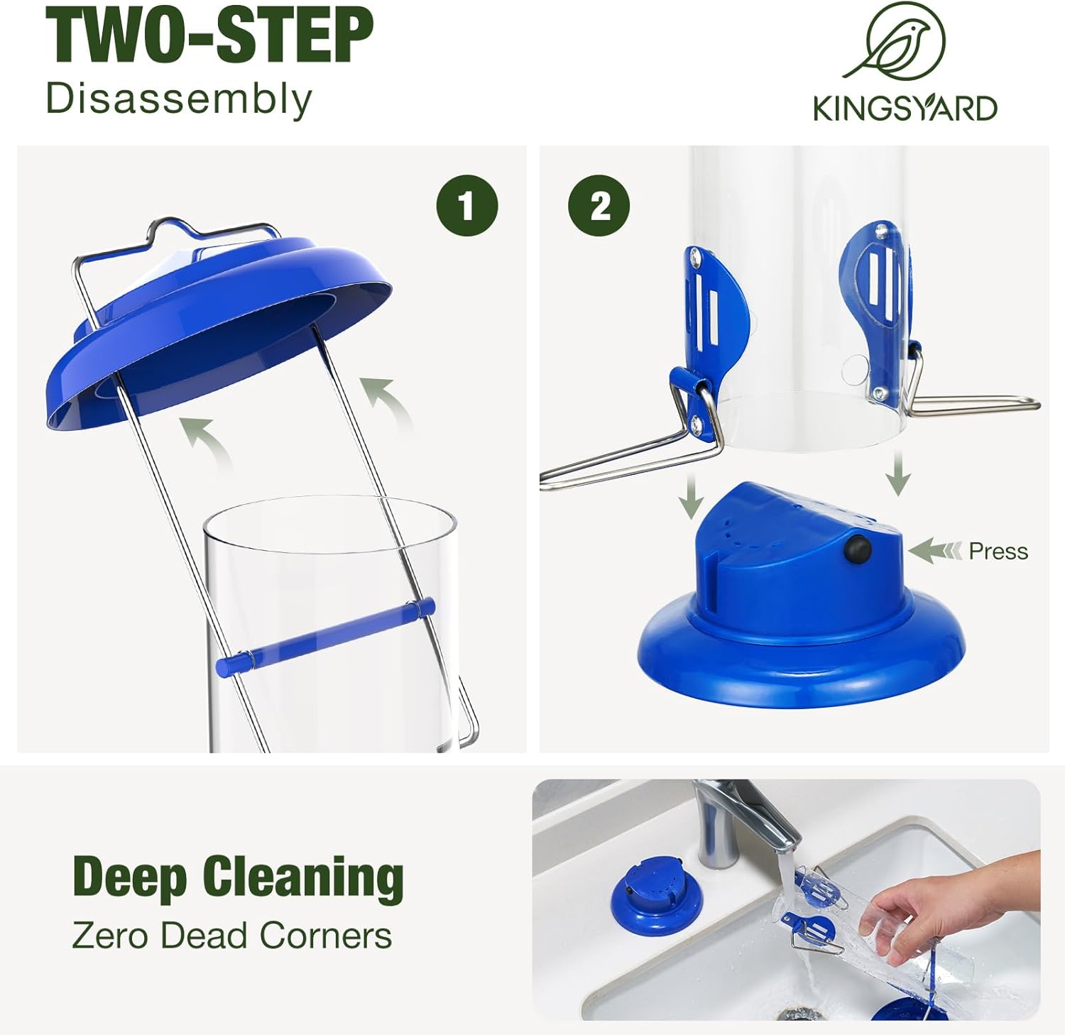 Upgraded Bluebird Feeder for Outdoors Hanging, Metal Mealworm Tube Bird Feeder with Widen Perch for Wild Birds, Squirrel Chew Proof, Easy to Refill & Clean(Blue) - Image 6