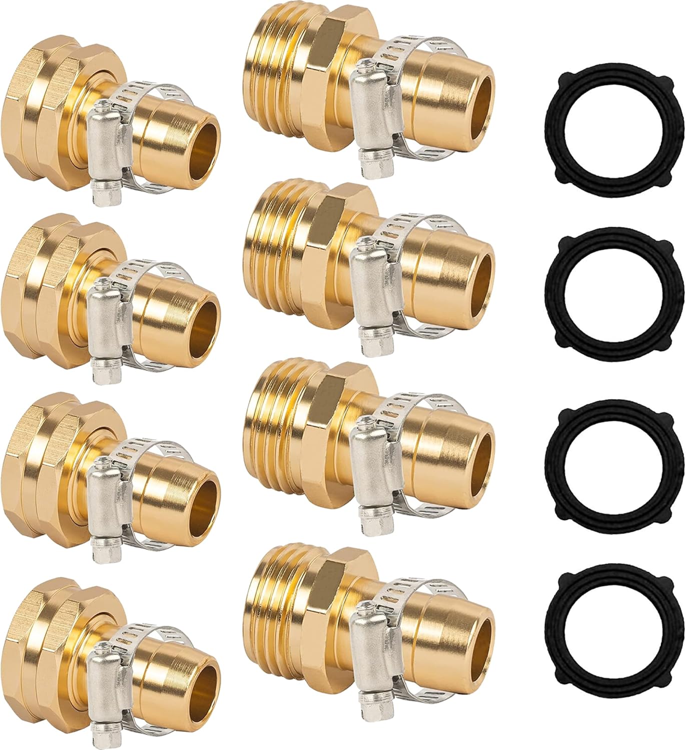 Garden Hose Repair Connector with Clamps, Fit for 3/4