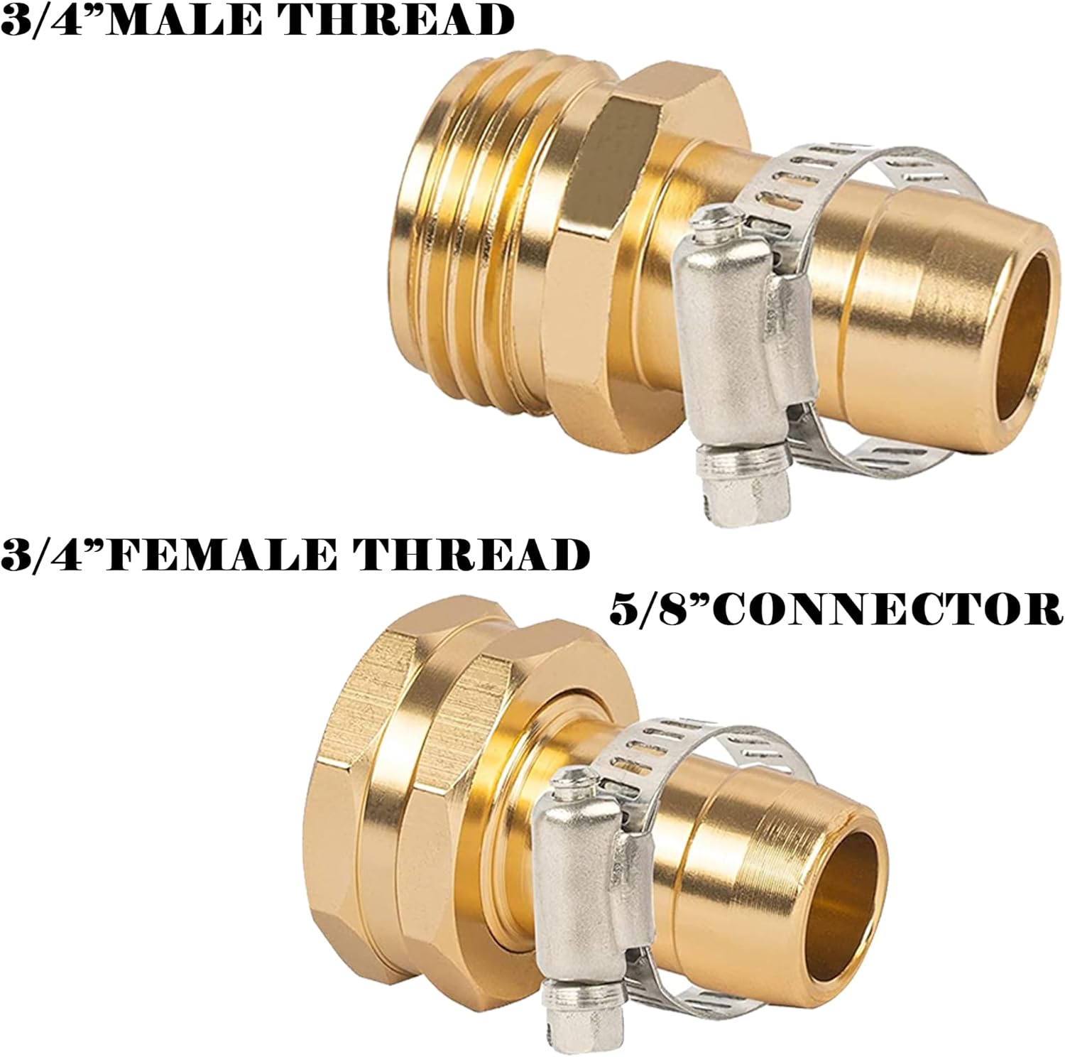 Garden Hose Repair Connector with Clamps, Fit for 3/4
