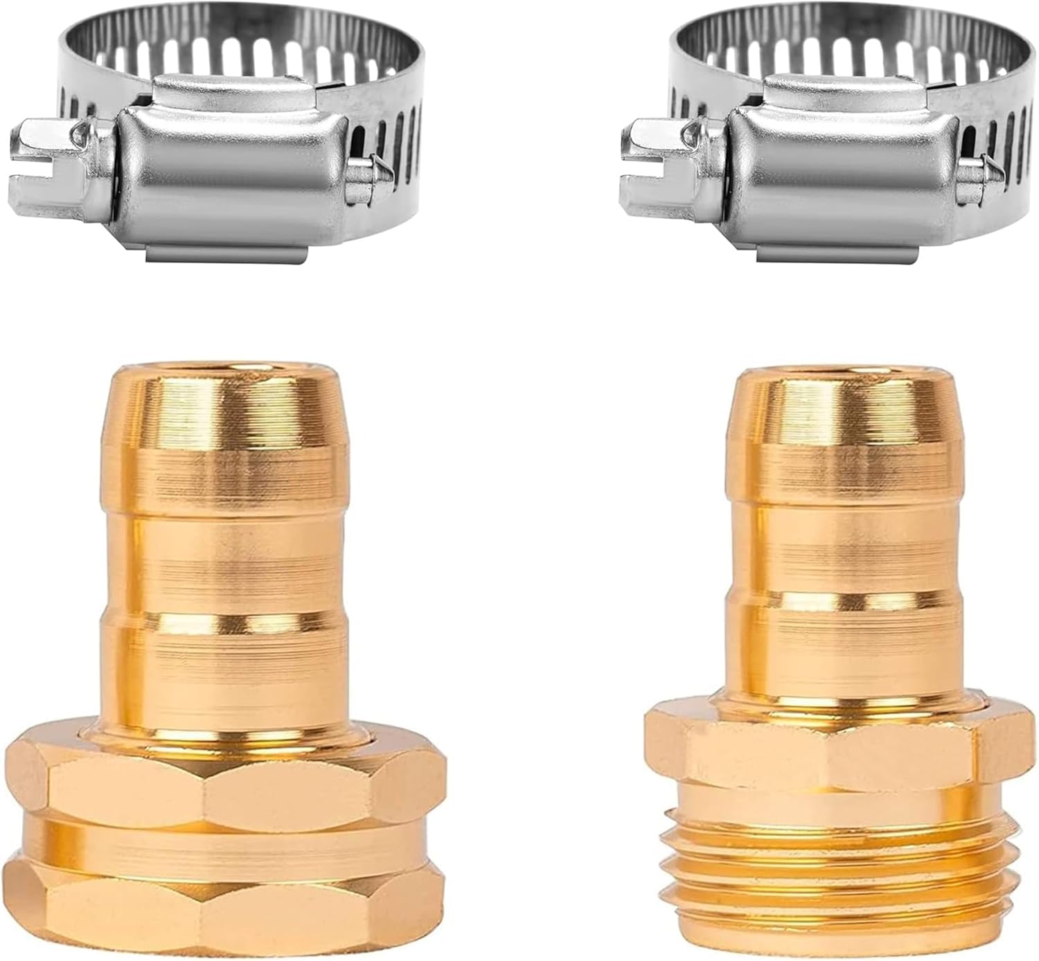 Garden Hose Repair Connector with Clamps, Fit for 3/4