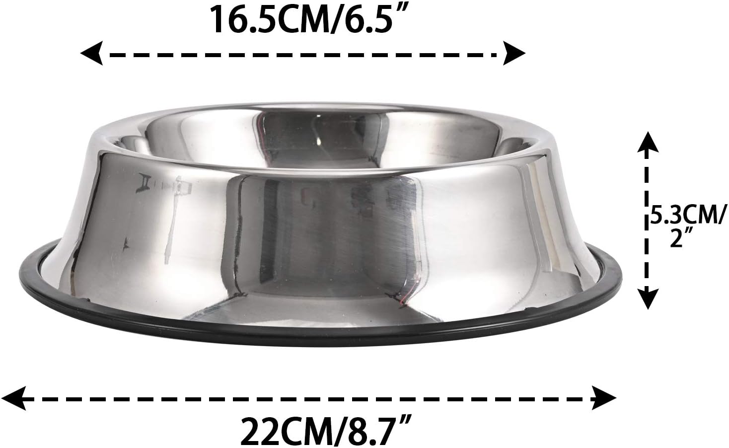 2Packs Stainless Steel Dog Bowl with Anti-Skid Rubber Base for Small/Medium/Large Pet, Perfect Dish, Pets Feeder Bowl and Water Bowl Perfect Choice for Dog Puppy Cat and Kitten (16oz) - Image 2