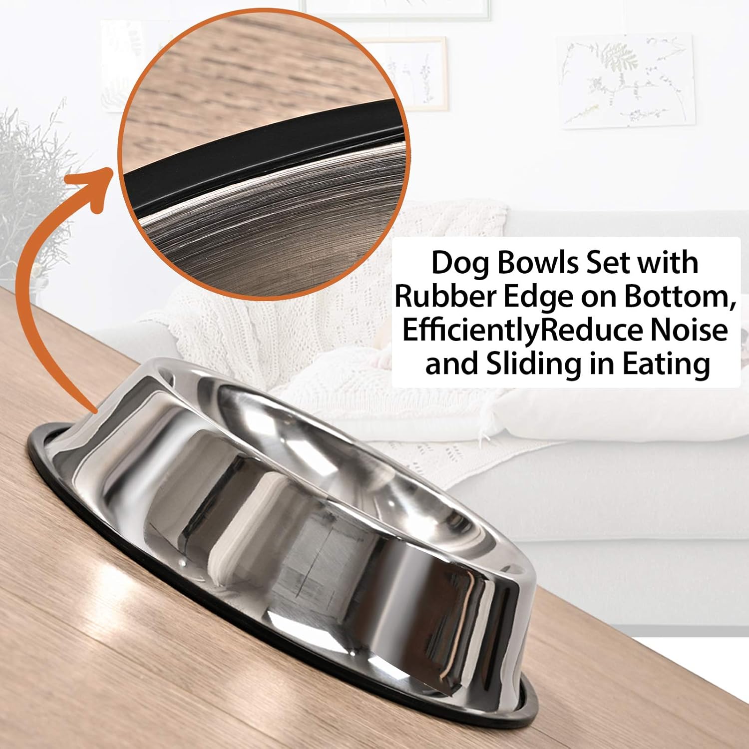 2Packs Stainless Steel Dog Bowl with Anti-Skid Rubber Base for Small/Medium/Large Pet, Perfect Dish, Pets Feeder Bowl and Water Bowl Perfect Choice for Dog Puppy Cat and Kitten (16oz) - Image 3