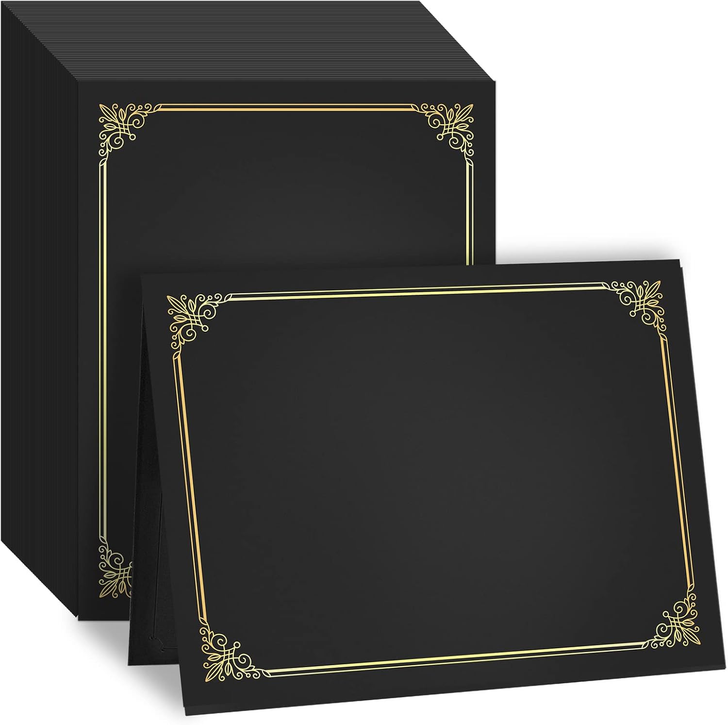 50 Packs Black Certificate Holders - Diploma Holders, Certificate Covers with Gold Foil Border, for Letter Size 8.5 x 11 Award Certificate Paper and Documents - Image 1
