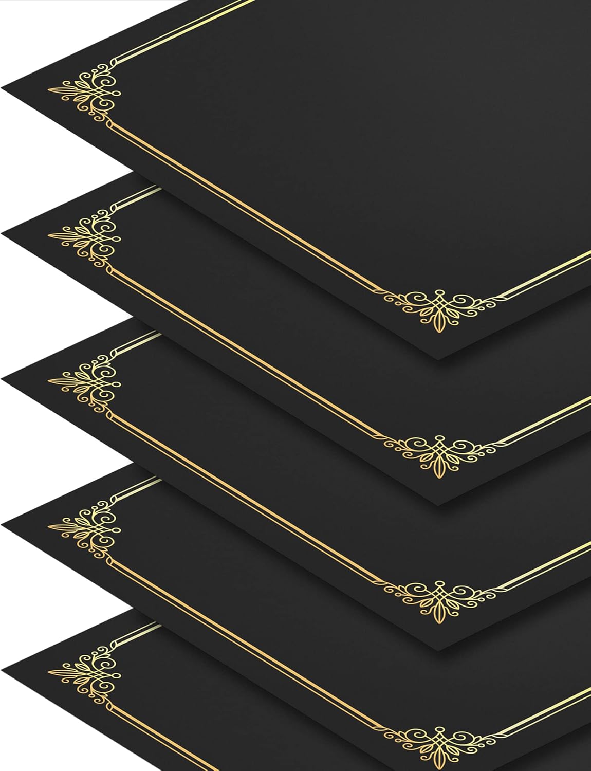 50 Packs Black Certificate Holders - Diploma Holders, Certificate Covers with Gold Foil Border, for Letter Size 8.5 x 11 Award Certificate Paper and Documents - Image 2