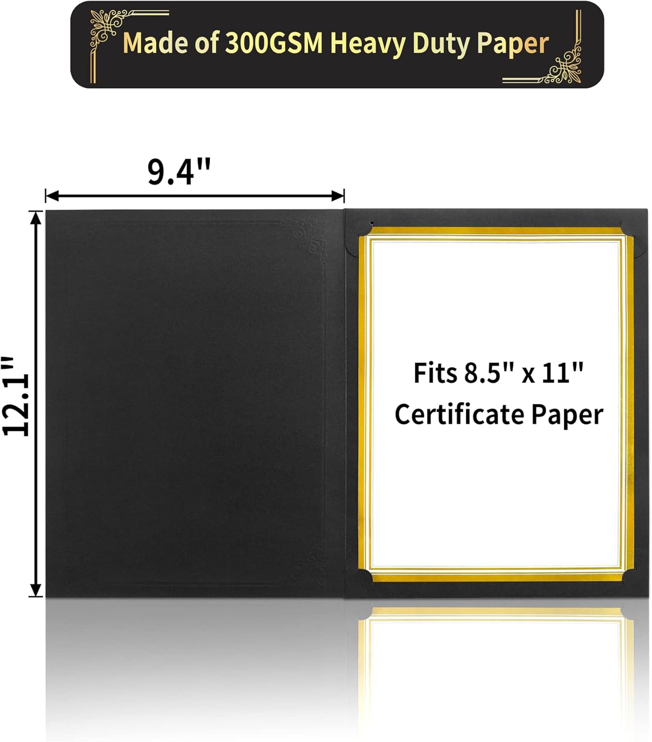 50 Packs Black Certificate Holders - Diploma Holders, Certificate Covers with Gold Foil Border, for Letter Size 8.5 x 11 Award Certificate Paper and Documents - Image 3