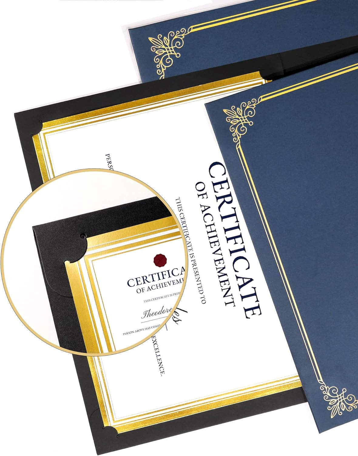 50 Packs Black Certificate Holders - Diploma Holders, Certificate Covers with Gold Foil Border, for Letter Size 8.5 x 11 Award Certificate Paper and Documents - Image 4