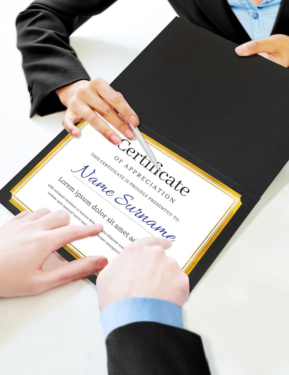 50 Packs Black Certificate Holders - Diploma Holders, Certificate Covers with Gold Foil Border, for Letter Size 8.5 x 11 Award Certificate Paper and Documents - Image 5