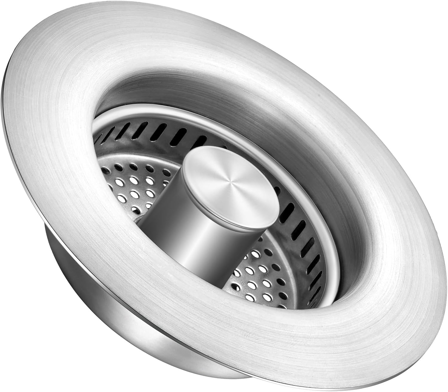 Sink Drain Strainer Kitchen Sink Drain Strainer&Sink Stopper,Stainless Steel Pop up Sink Drain Strainer,Anti-Clogging Basket Strainer,High Durability with Brass Core,Fit 3-1/2