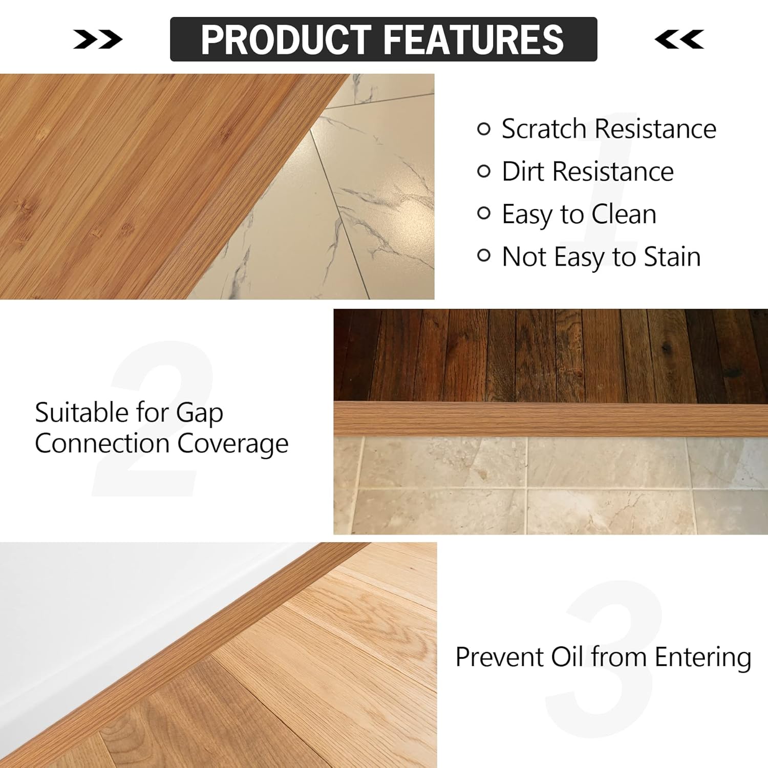 16.4Ft Floor Transition Strip Self Adhesive Vinyl Cover Floor Strip Flat Divider Transition Strip Wood Grain Design for Laminate Floor Gaps and Doorway Transitions (16.4Ft x 2 Inch, Light Brown) - Image 6