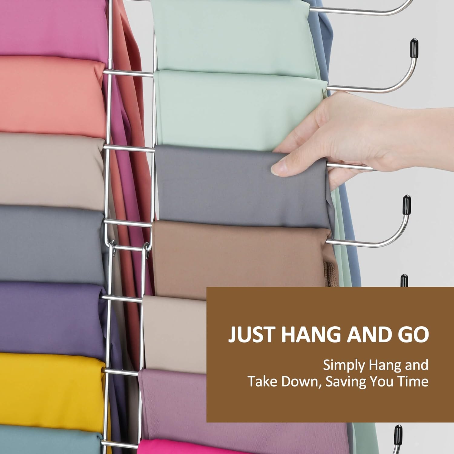 Legging Organizer for Closet, 2 Pack Rotatable Yoga Pants Hanger for Women's XS-XL and Girls' Leggings, Holds Up to 40 Pairs, Space-Saving Closet Organizers and Storage, Silver - Image 6
