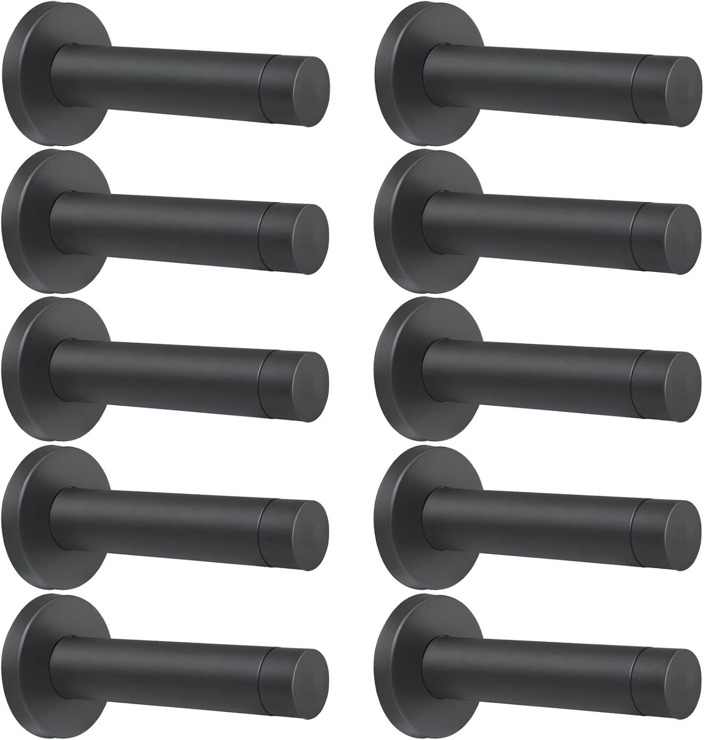 DOKU 10Pcs Door Stop, 3.5 Inch Heavy Duty 304 Stainless Steel Door Stopper with Rubber Tips Bumper, Wall Mounted Door Holder Protection Sound Dampening, Matte Black - Image 1