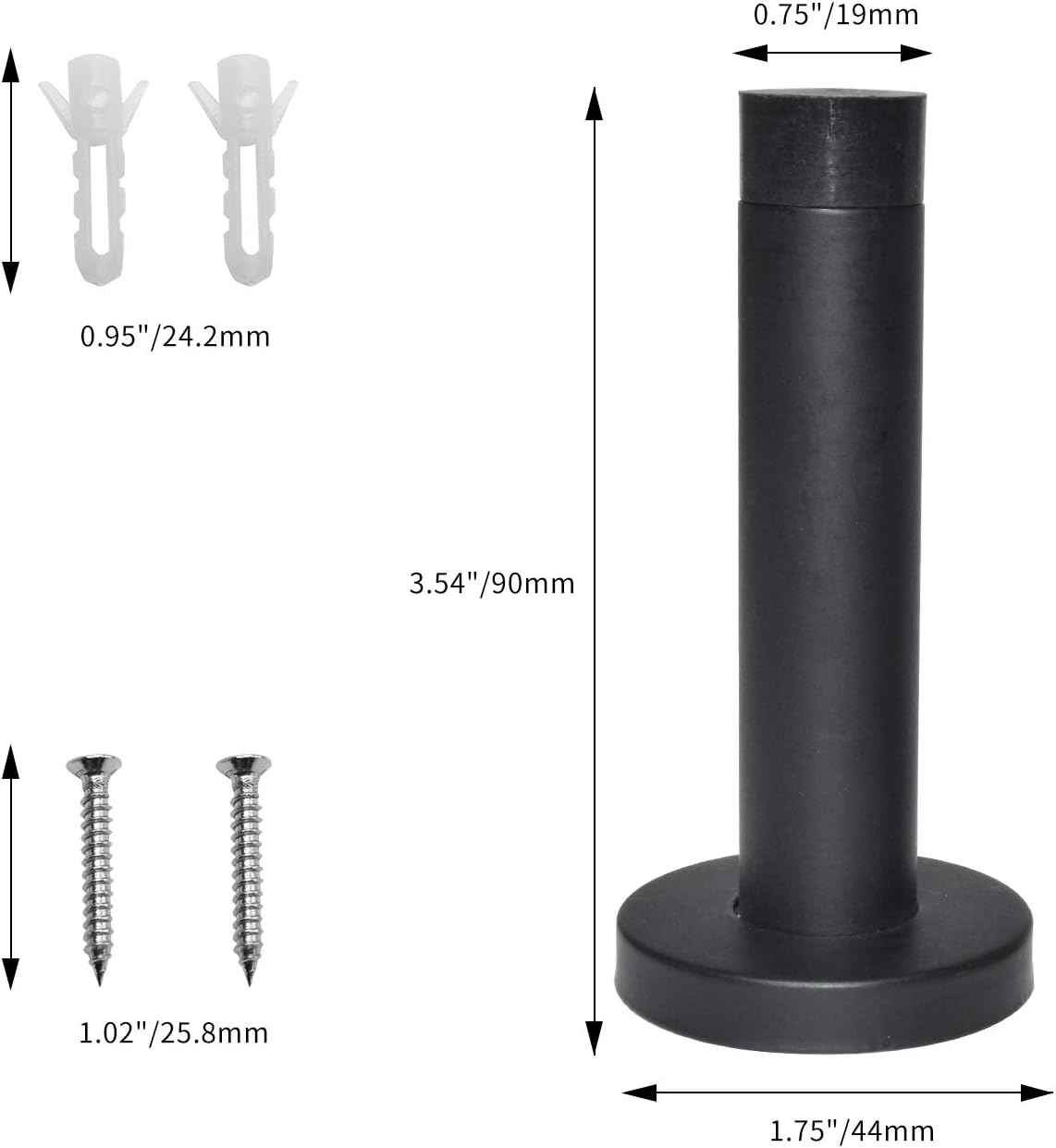 DOKU 10Pcs Door Stop, 3.5 Inch Heavy Duty 304 Stainless Steel Door Stopper with Rubber Tips Bumper, Wall Mounted Door Holder Protection Sound Dampening, Matte Black - Image 6
