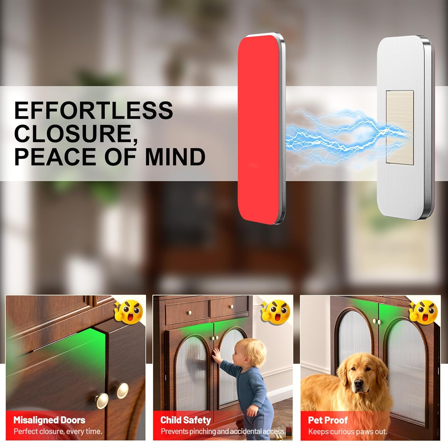 6-Pack No-Drill Invisible Magnetic Cabinet Catches, Stainless Steel with Strong Adhesive - for Kitchen, Bathroom & Closet Drawers - Image 4